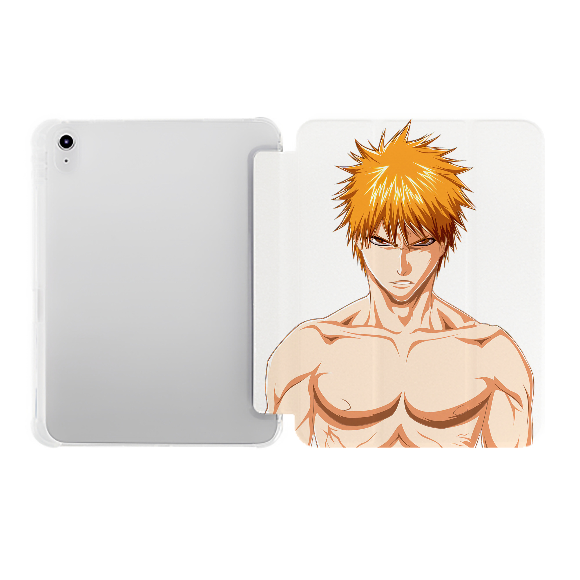 （画像用） ブリーチ 黒崎一護（くろさき いちご）BLEACH Kurosaki Ichigo IPad ケース ペン収納付き 三つ折りスタンド PUレザー×シリコン 対応機種9.5/10.5/10.9インチ